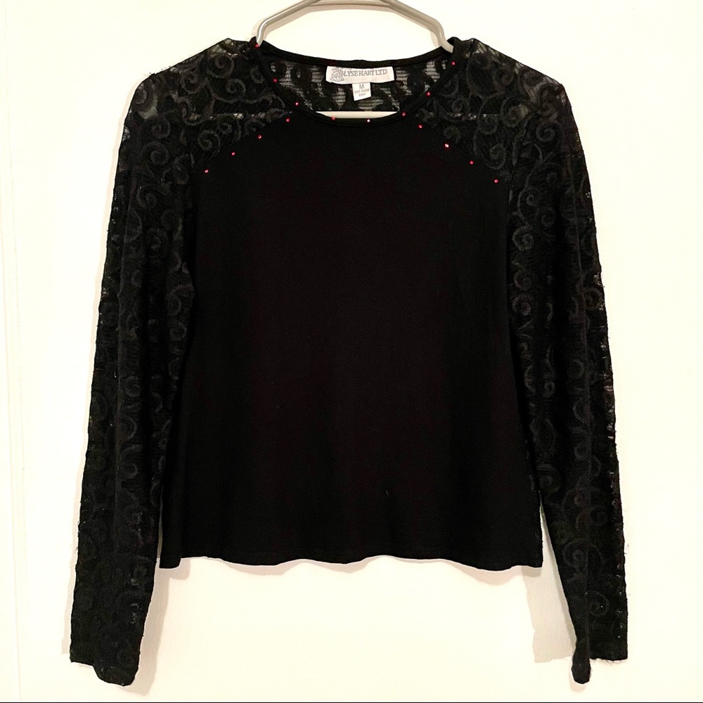 Lace and Red Sequin Long Sleeve